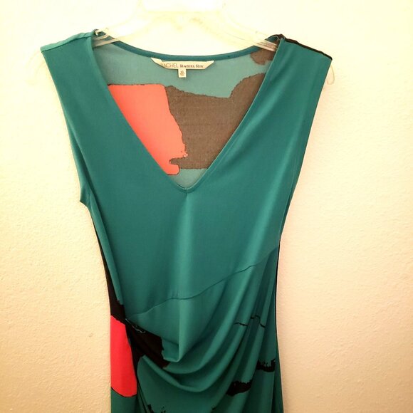 Rachel Rachel Roy Lightweight V Neck Asymmetrical Hem Drape Front Dress XS EUC - Picture 2 of 7
